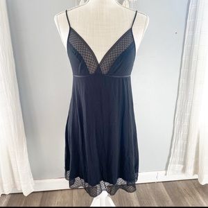 Victoria’s Secret Lingerie Black Sexy Nightgown Teddy Medium Plunge Lace